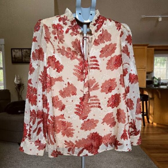 NWT Baltic Born blouse peachy cream and rust color sz Medium - Picture 4 of 6